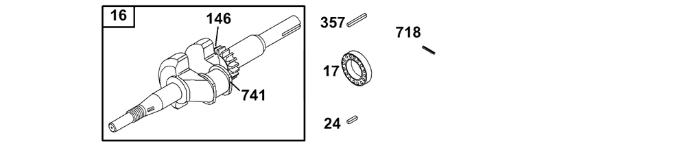 Crankshaft Diagram and Parts List for 133232-1012-XX  Briggs and Stratton Engine
